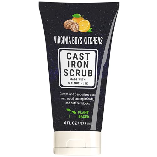 Virginia Boys Kitchens Cast Iron Scrubber - Restores & Seasons, Plant-Based, Walnut Husk - Orange