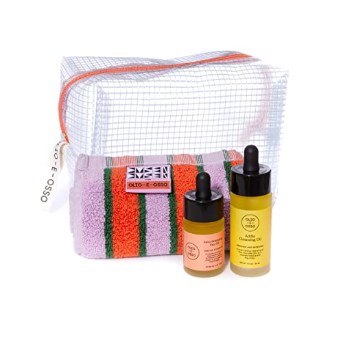 Olio E Osso Skin Care Set - Nourishing Oil & Cleansing Oil, Travel Size Kit with Wash Cloth