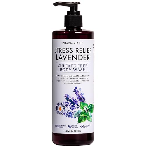 PHARM TO TABLE Lavender Body Wash - Softens Skin, Aromatherapy Relaxation - 480ml