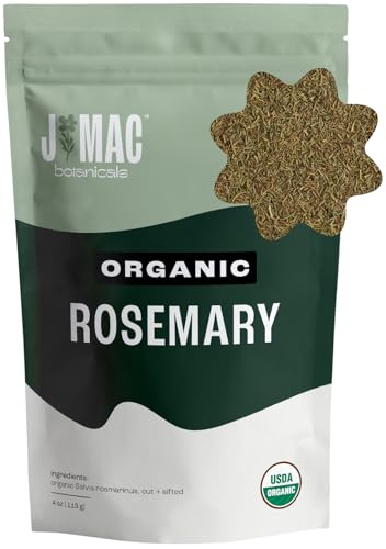 J MAC BOTANICALS Organic Rosemary Leaves - Premium Culinary Herb, USDA Certified Organic - 4oz