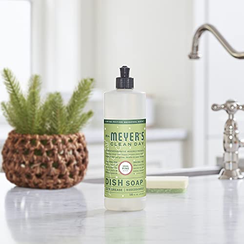 Mrs. Meyer's Dish Soap - Biodegradable, Plant-Derived, Iowa Pine Scent - 16 fl. oz, Pack of 3