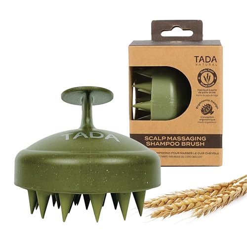 TADA Scalp Massager Scrubber - Boosts Hair Growth, Cleanses Scalp, Biodegradable - Army Green