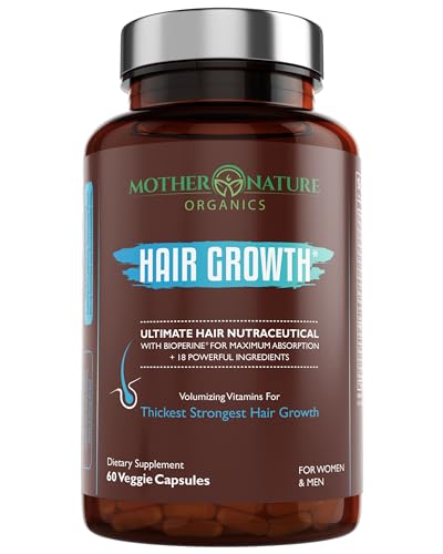 Hair Growth Supplement - Thicker, Fuller Hair, Collagen & Biotin, Vegan, 60 Capsules