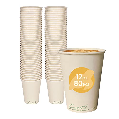 Earth's Natural Alternative Compostable Cups - Biodegradable Bamboo, 80 Pack, 12oz