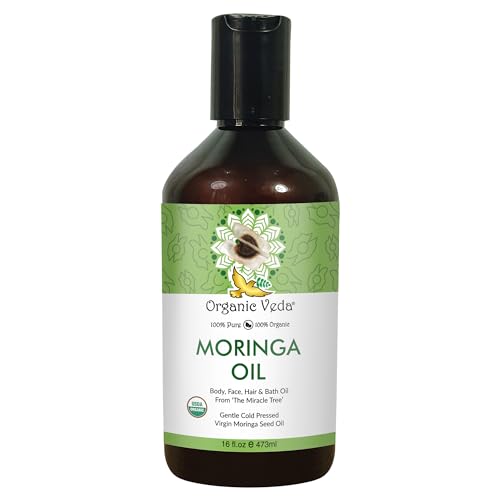 Organic Veda Moringa Oil - Nourishing Moisturizer for Hair, Skin & Scalp - 16 fl. oz