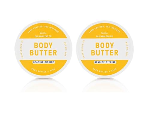 Old Whaling Co Body Butter - Nourishing Shea & Aloe Formula, Citrus & Musk Scent - 2 Jars 8oz