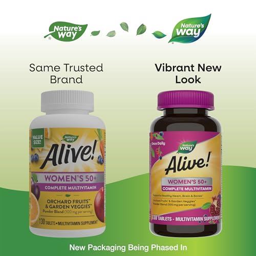 Nature's Way Alive! Women's 50+ Multivitamin - Supports Heart, Brain, Bones - 130 Tablets