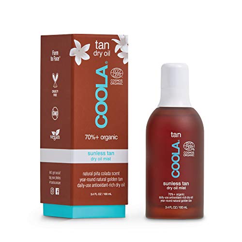 COOLA Organic Self Tanner Dry Oil Mist - Anti-Aging, Vegan, Non-GMO, Piña Colada - 3.4 Fl Oz
