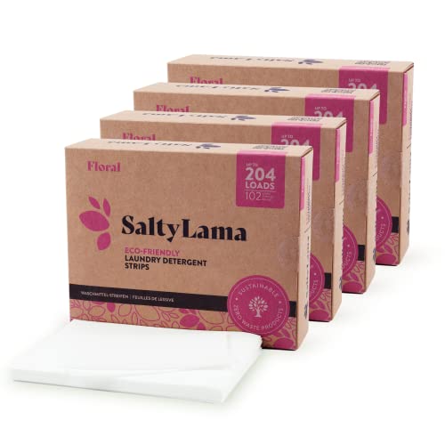 SaltyLama Laundry Detergent Sheets - Gentle on Skin, 100% Vegan, Floral Scent - 408 Loads