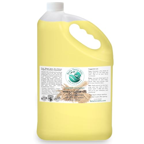 Bella Terra Oils Wheat Germ Hair Oil - Vitamin E Rich, Nourishing Shine, 1 Gallon