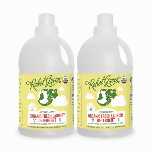 Rebel Green Concentrated Laundry Detergent - Natural, Gentle for Sensitive Skin - 64 Loads, 2 Pack