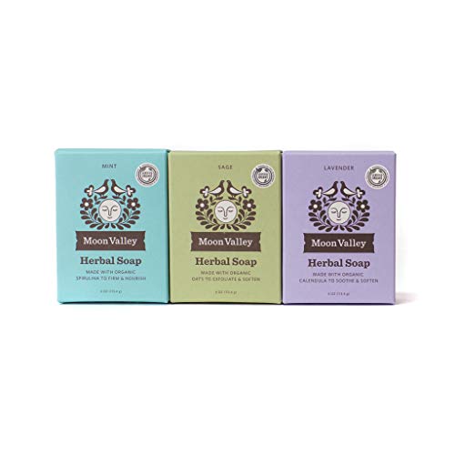 Moon Valley Organics Soap Set - Moisturizing Natural Ingredients, Sensitive Skin Friendly - 3 Bars