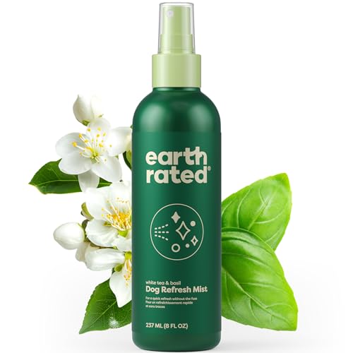 Earth Rated Dog Deodorizing Spray - Conditions, Deodorizes, No-Rinse, White Tea & Basil - 8oz