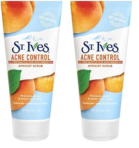 St. Ives Face Scrub - Deeply Exfoliates, Prevents Blemishes, Natural Ingredients - 6oz (Pack of 2)