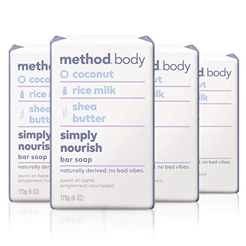 Method Bar Soap - Moisturizing Coconut & Shea, Cruelty-Free, 4 Pack of 6oz Bars
