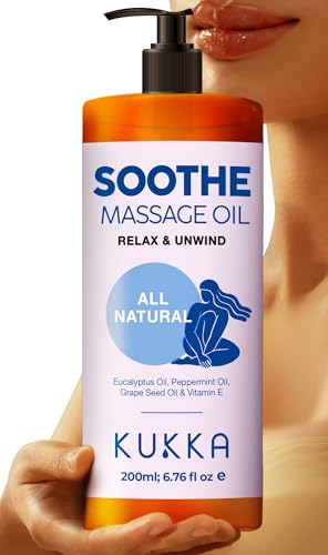 Kukka Soothe Massage Oil - Eucalyptus & Peppermint Infusion for Relaxation - 6.76 fl oz