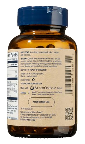 Wiley's Finest Omega-3 Fish Oil Softgels - Supports Heart & Bone Health, MSC Certified - 60ct