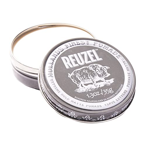 REUZEL Extreme Hold Matte Pomade - Strong All-Day Hold, Vegan Formula, Easy Wash Out - 1.3 oz