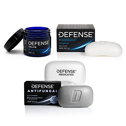 Defense Soap Antifungal Bar - Natural Tea Tree Oil, Hypoallergenic, 2-Pack - 4 Oz Each