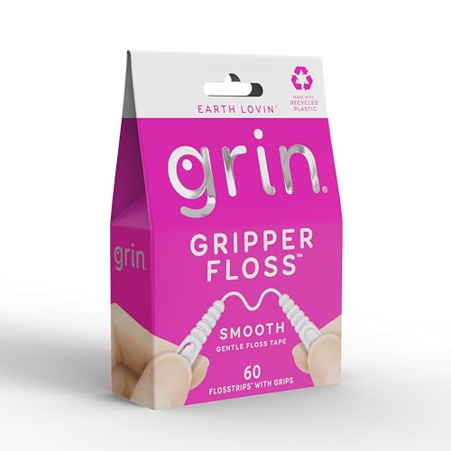 GRIN Gripper Dental Floss - Gentle on Gums, Recyclable Packaging, Mint Flavor - 60 Count