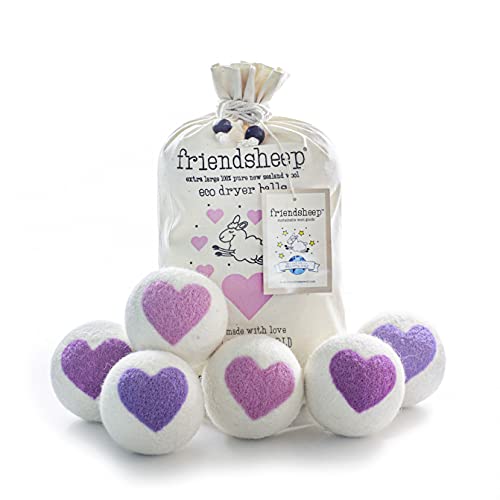 Friendsheep Wool Dryer Balls - Reduce Wrinkles & Drying Time, Handmade Fair Trade - 6 Pack XL