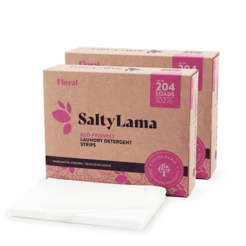 SaltyLama Laundry Detergent Sheets - Gentle on Skin, Floral Scent, 408 Loads, Travel-Friendly