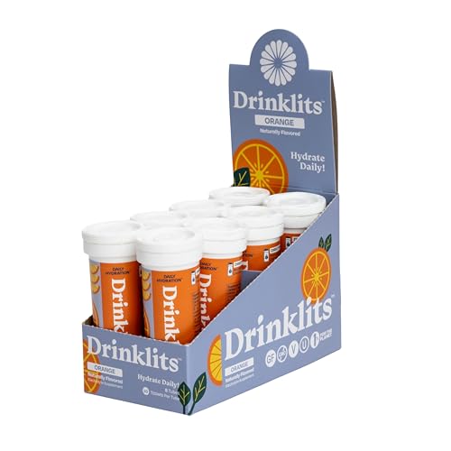 Drinklits Orange Electrolyte Tablets - Sugar-Free Hydration, Natural Flavors - 80 Servings