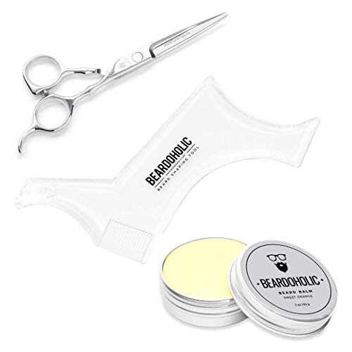 Beardoholic Beard & Mustache Trimmer Set - Natural Balm, Precision Scissors, Tangle-Free - 2oz
