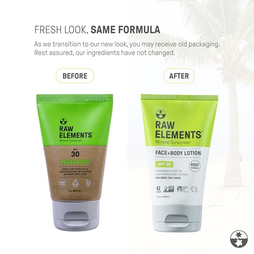Raw Elements Mineral Sunscreen SPF 30 - Broad-Spectrum Protection, Non-Toxic, Water Resistant - 3oz