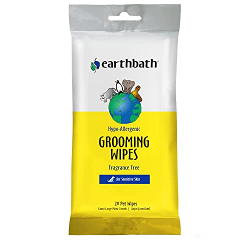 earthbath Hypo-Allergenic Pet Wipes - Moisturizing & Deodorizing for Sensitive Skin - 30 Count