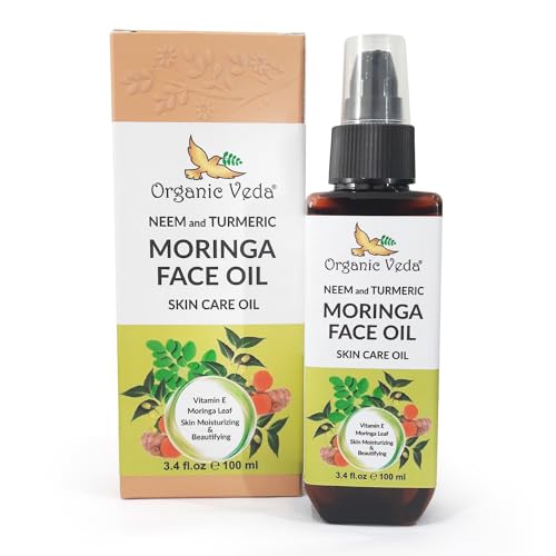 Organic Veda Moringa Face Oil - Hydrating & Antioxidant-Rich, 100% Pure - 3.4 oz
