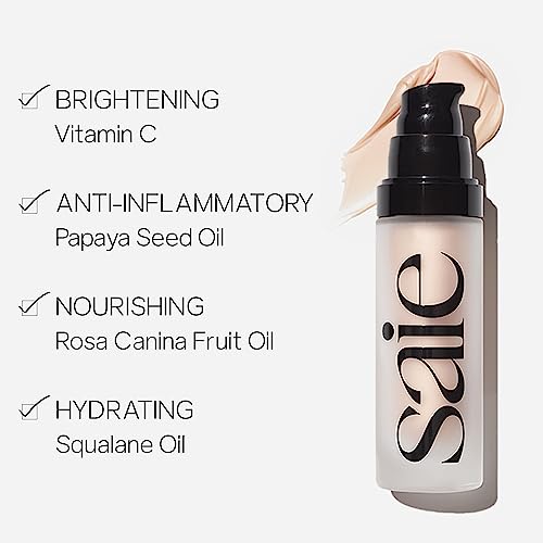 Saie Glowy Super Gel Illuminator - Boosts Radiance, Hydrating Ingredients - 1 fl oz + 0.5 fl oz