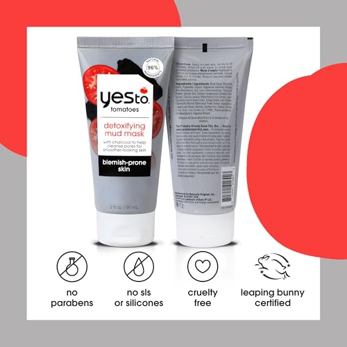 Yes To Tomatoes Charcoal Mud Mask - Draws Out Impurities, Salicylic Acid - 2.006 Fl Oz