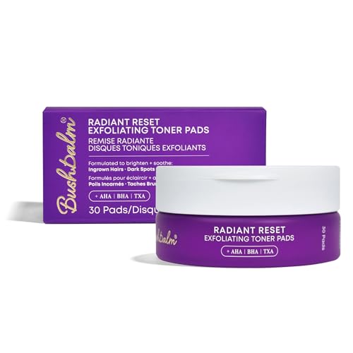 Bushbalm Ingrown Rescue Kit - Soothes Ingrown Hairs & Dark Spots, Vegan - 30 Exfoliating Pads