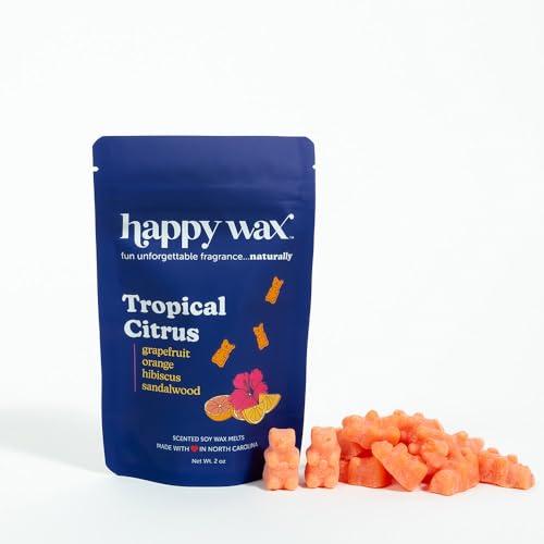 Happy Wax Tropical Citrus Bear Wax Melts - Natural Soy, Non-Toxic, Long-Lasting Aroma - 8oz