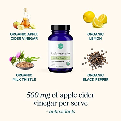 Ora Organic Apple Cider Vinegar Pills - Metabolism Booster, Detox Support - 60 Vegan Tablets