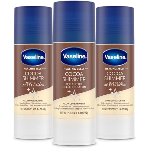 Unilever Vaseline Cocoa Shimmer Jelly Stick - Radiant Skin Luminizer, TSA-Friendly - 1.4oz, 3 Count