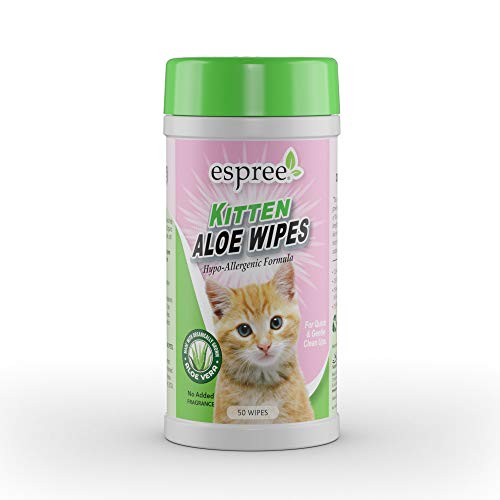 Espree Pet Wipes - Gentle Aloe Vera Cleansing, Tear-Free for Sensitive Kittens - 50 Count