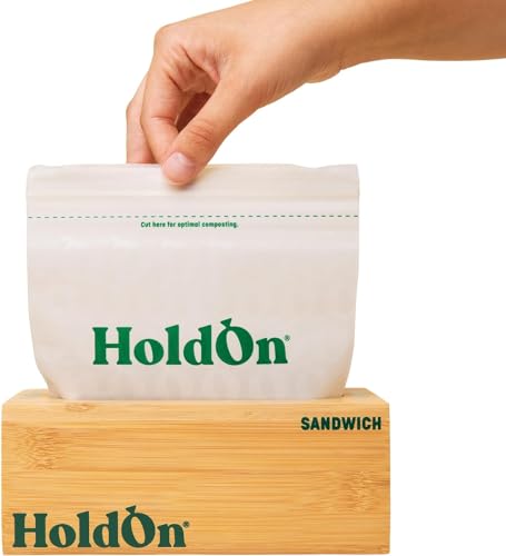 HoldOn Compostable Snack Bags - Leak-Proof, Plant-Based, BPA-Free - 6.5” x 5.88” Bundle