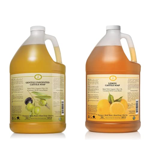 Carolina Castile Soap Bundle - Vegan, Organic, Non-Drying Body Wash & Shampoo - 1 Gallon