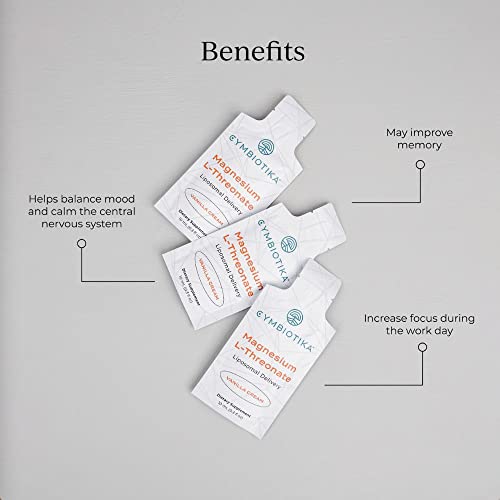 CYMBIOTIKA Magnesium L-Threonate - Brain & Sleep Support, High Absorption, Vanilla Crème - 30 Pack