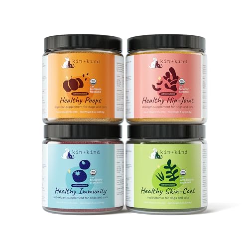 kin+kind Dog Supplement Set - Boosts Immunity, Healthy Skin & Coat, Joint Support - 4 Pack, 8oz