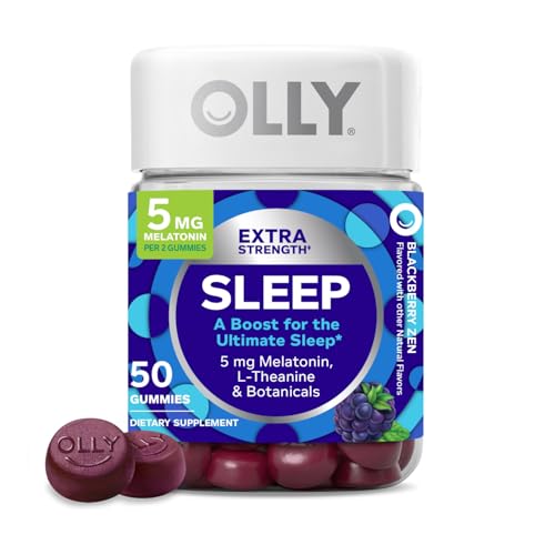 OLLY Extra Strength Sleep Gummies - 5mg Melatonin & Botanicals for Restful Sleep - 50 Count