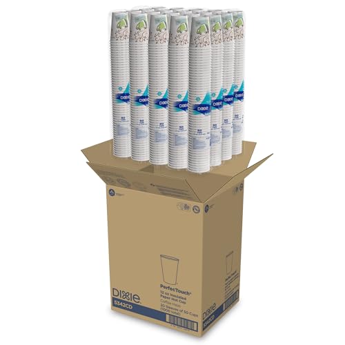 Dixie PerfecTouch Insulated Hot Cup - Keeps Drinks Hot, Kosher, Biobased - 12oz, 1000 Count