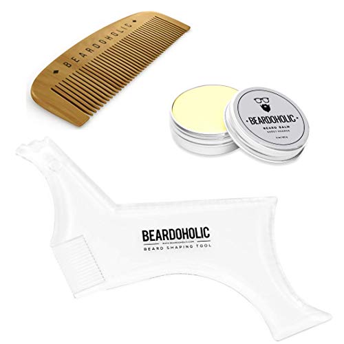 Beardoholic Beard Gift Set - Nourishing Balm, Precision Comb, 9-in-1 Shaping Tool - Orange Scent