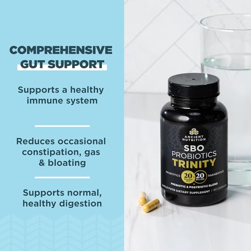 Ancient Nutrition SBO Probiotic Trinity - Digestive Support, 40 Billion CFU, 60 Capsules