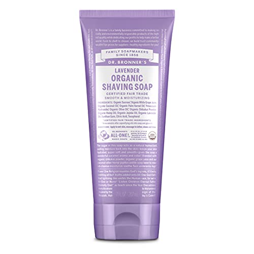 Dr. Bronner's Organic Shaving Soap - Soothes & Moisturizes, Lavender Scent - 7oz