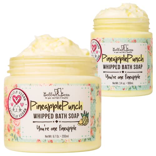 Bella & Bear Bath & Body Set - Nourishing Pineapple Soap, Vegan & Plant-Based - Full & Travel Size