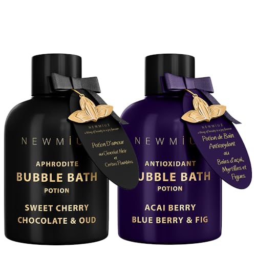New Miuz Bath & Body Gift Set - Vegan Foaming Bubble Bath, Sweet Cherry & Acai Berry - 2 Pack