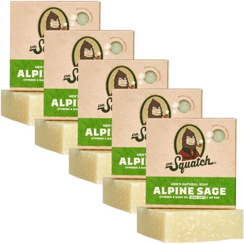 Dr. Squatch Men's Bar Soap Set - Natural Alpine Sage, Nourishing Ingredients - 5 Bars